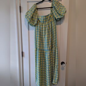 Zara puffed sleeve maxi dress